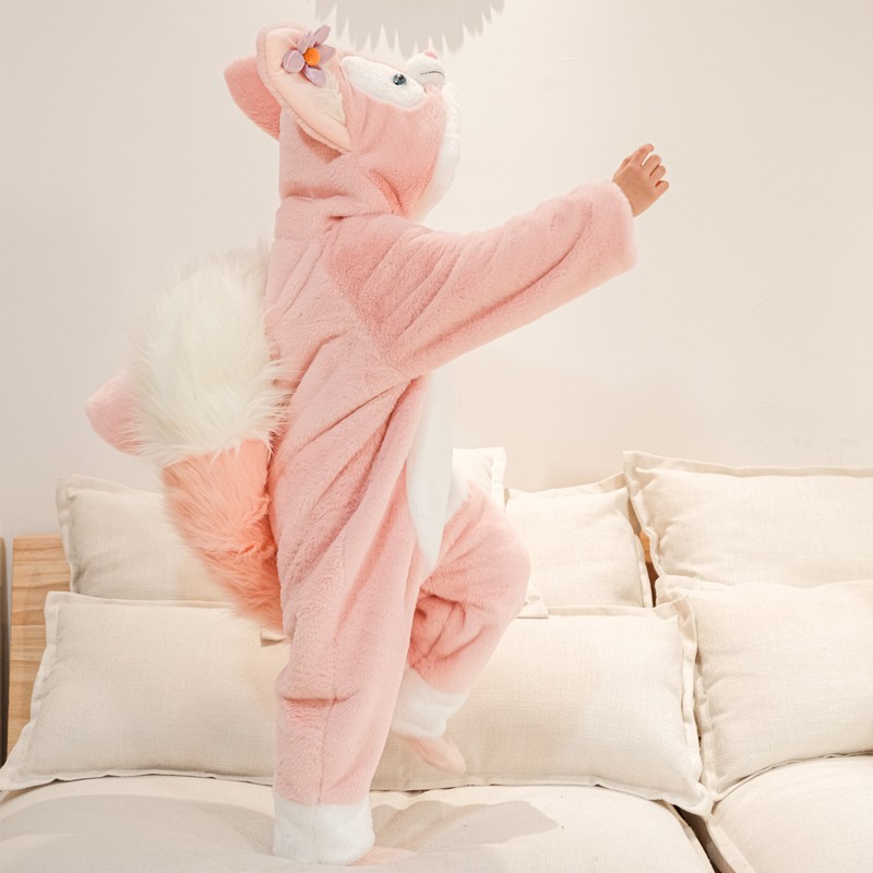 儿童睡衣女童冬季加厚保暖动物小狐狸衣服小女孩外出家居服冬天
