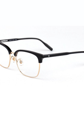 万家板材近视透灰色眼镜框男女 宽脸商务黑金修脸眉框镜架MB0199