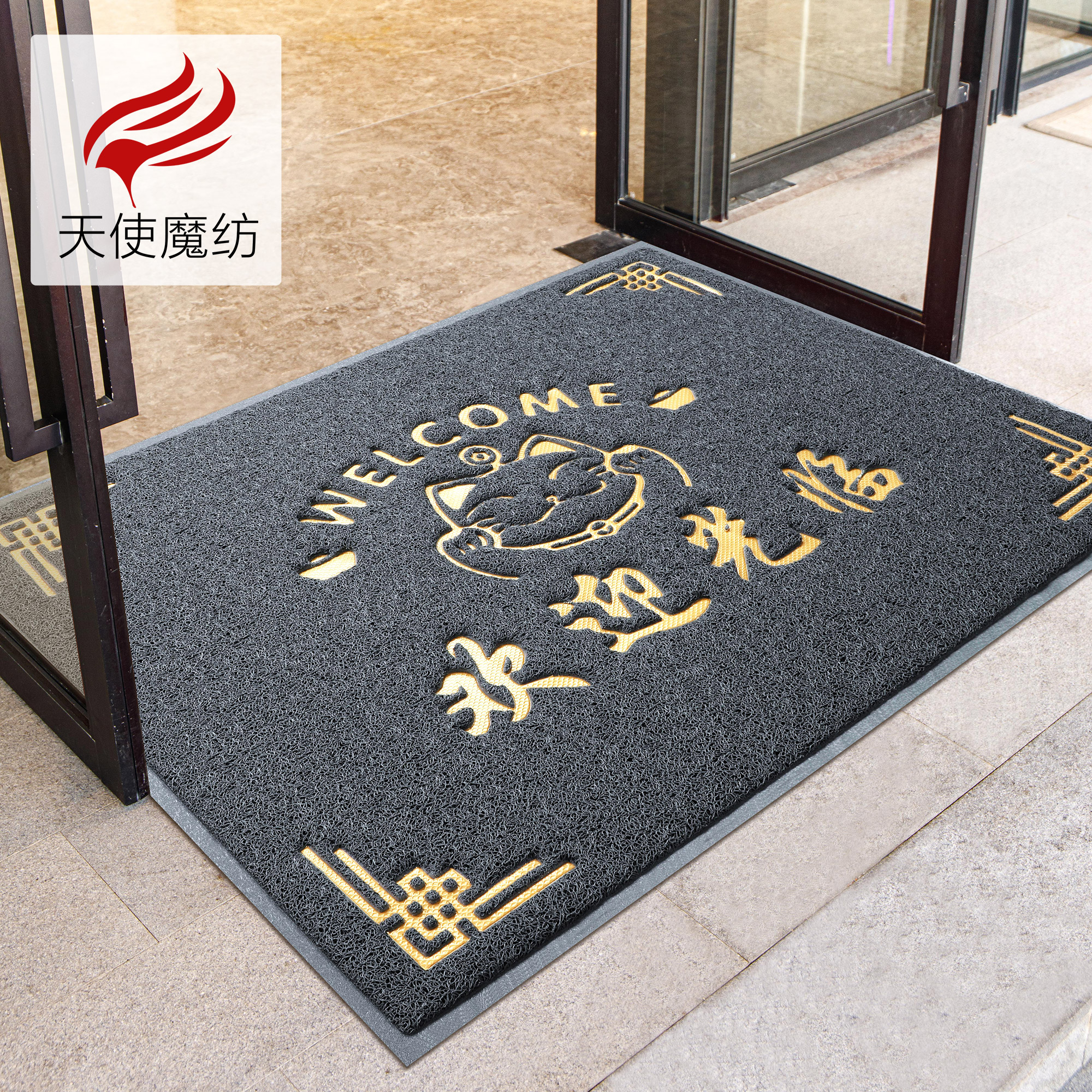 招财猫欢迎光临门垫商用防滑脚垫