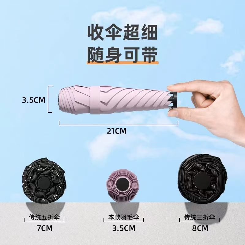 日系超轻羽毛伞太阳伞黑