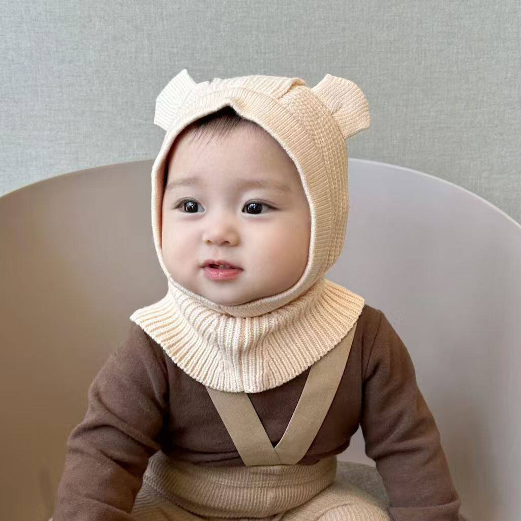 婴儿帽子围巾一体帽韩系