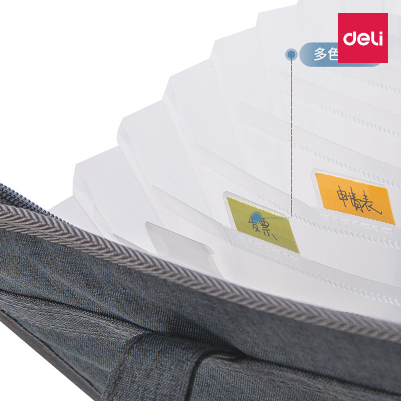 델리 천 아코디언 백 A4 학생용 다층 폴더 중학생 및 고등학생을 위한 정보 저장 기능 시험지 클립 분류 용지 보관 가방 휴대용 천 시험지 가방 사무실 비즈니스 정보 책자 메모