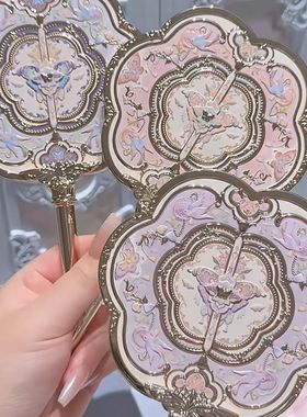 正品花知晓蝴蝶云肩手持镜中式国风古风高颜值公主化妆镜便携镜子