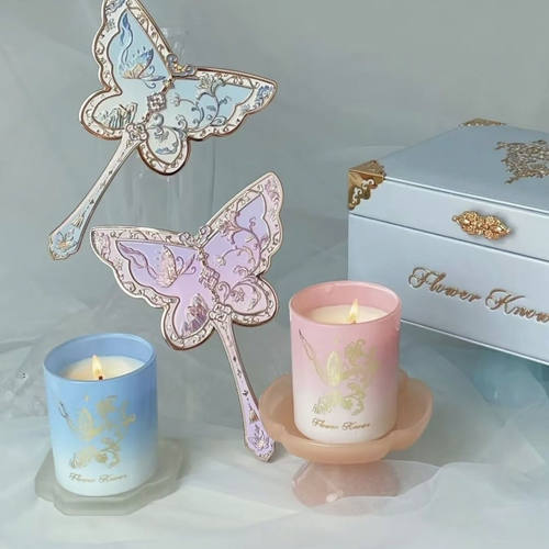 正品花知晓八周年限定周边蝴蝶手持镜香薰蜡烛中式古汉风手柄镜子