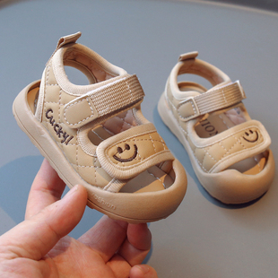 夏季男宝宝女童凉鞋婴儿0一1-3岁半学步鞋男童夏幼儿包头软底鞋子