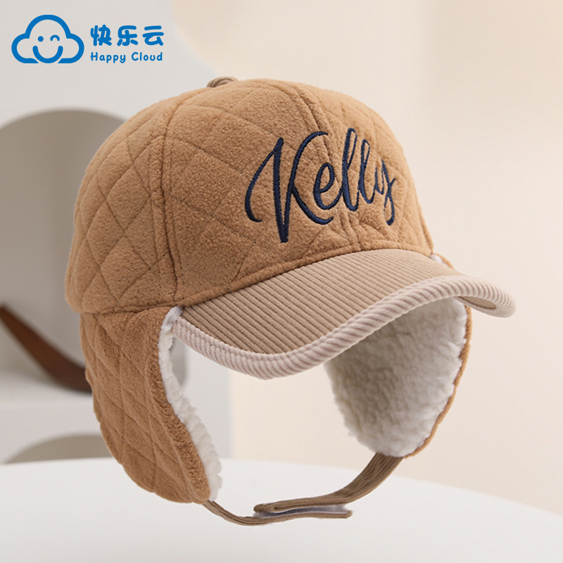 冬季儿童护耳鸭舌帽子男女童防风棒球帽2-3-4-5岁宝宝毛绒帽小童