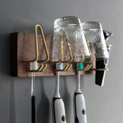 实木牙刷架置物漱口杯