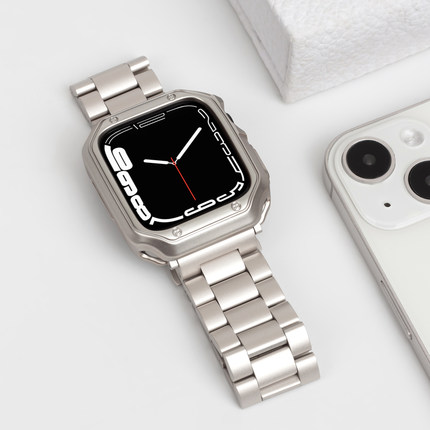 适用苹果手表不锈钢金属iwatch8星光色男女款applewatch表带Ulter
