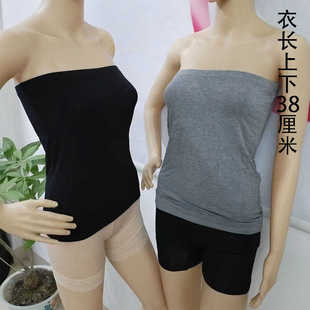 莫代尔棉长款黑色抹胸女防滑防走光裹胸打底内搭内衣露肩平口大码