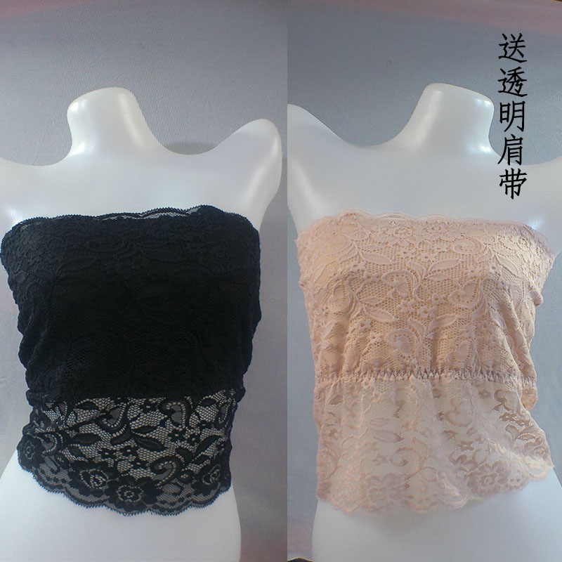 中长款蕾丝花边女士露肩大码内衣