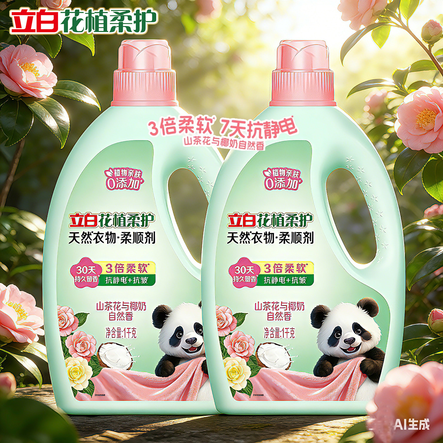 立白花植柔护天然植物柔顺剂防静电抗皱孕妇宝宝衣物用持久留香