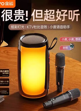 金运k9蓝牙音响话筒一体炫彩无线音箱低音炮小型家庭ktv唱歌套装