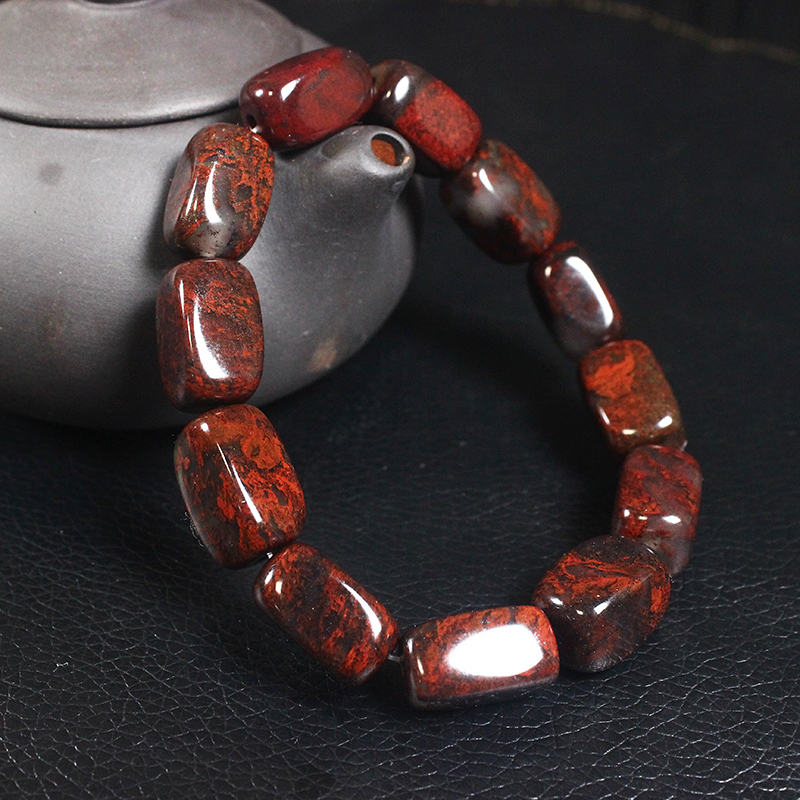 正品桂林鸡血玉乾坤料随型珠手串手链鸡血石天然玉石A货带证书