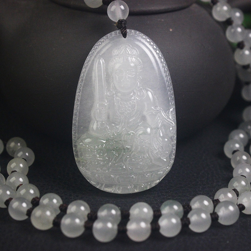 正品桂林鸡血玉贵妃料本命佛项链文殊菩萨属兔守护神带证书冰透