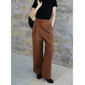 钱谷谷24年早秋新款简约舒适百搭休闲裤百搭韩版宽松阔腿通勤长裤