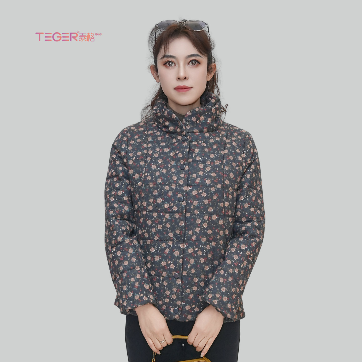 泰格女装旗下品牌美迪菲纯棉小碎花棉服中年女装保暖立领小棉袄