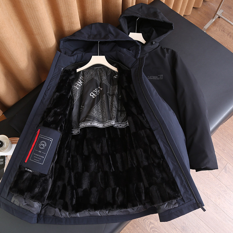 町蜜乐·爸爸羽绒服可拆内胆时尚休闲中老年外套加绒加厚保暖1034