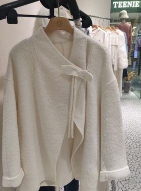 ROSEALYSSA若诗莉莎2025冬新女立领叶子毛呢大衣R5402-2701-1599