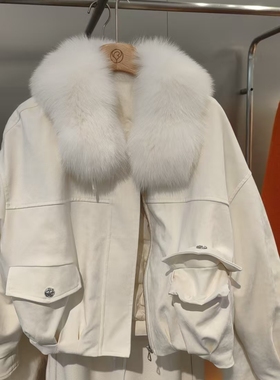 ROSEALYSSA若诗莉莎女2025冬季新海军蓝皮草外套R5402-2801 3399