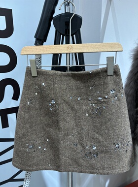 ROSEALYSSA若诗莉莎2025年冬季新款女钉珠半裙短裙R5403-1601-439