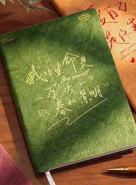 笔记本本子A5文具开学高颜值软皮空白本大学生手绘手账横线书写日记本子旅行盖章本简约加厚商务办公记事本