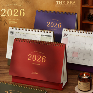 2026台历简约商务大格子记录备忘办公室新款高档桌面摆件日历月历定制高考倒计时计划本2025年小台历