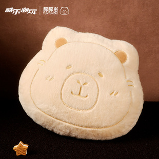 酷乐潮玩豚豚崽巧克力抱枕可爱卡皮巴拉厨师玩偶公仔毛绒靠垫靠枕