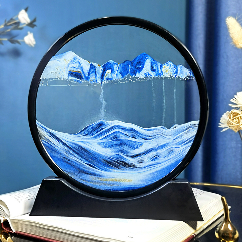 3d立体流沙画家居摆件装饰品创意礼品桌面圆形玻璃动态沙漏客厅办图片