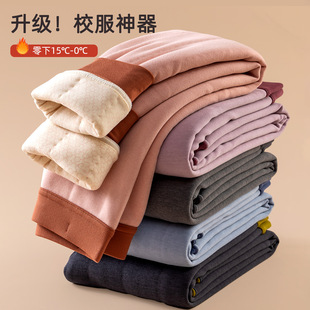 儿童保暖裤校服神器德绒秋裤儿童秋冬双面磨绒打底裤男童秋裤加厚