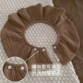北欧ins婴幼儿口水巾防吐奶宝宝围脖A类纯棉纱4层横款 双扣360围嘴