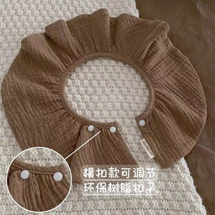 北欧ins婴幼儿口水巾防吐奶宝宝围脖A类纯棉纱4层横款 双扣360围嘴