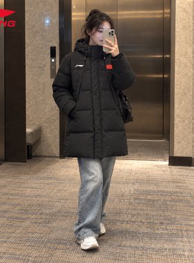 李宁冬季男连帽加厚保暖外套