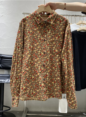 TYJR碎花长袖衬衫女秋季女装新款韩版宽松复古时尚上衣93635