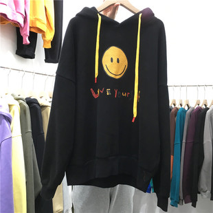 韩版 新款 宽松bf风印花加绒加厚连帽卫衣女212423 2022冬季 TY1980