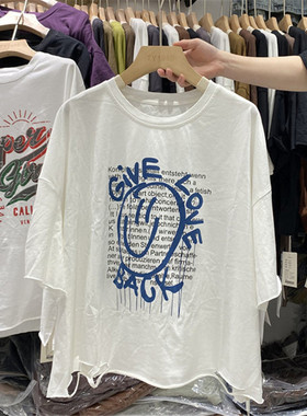 TY1980短款上衣2024夏季新款韩版宽松时尚字母印花短袖T恤女86281