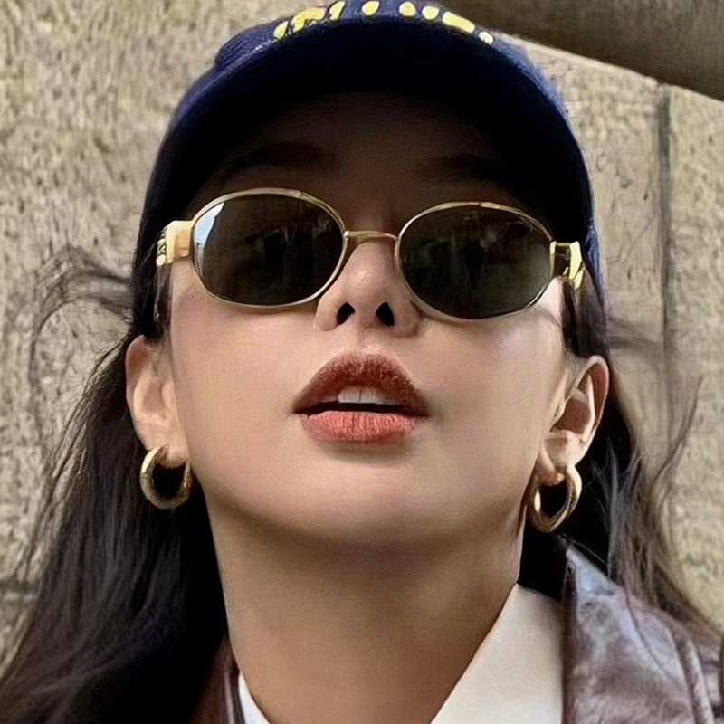 凯旋门lisa同款椭圆形复古墨镜素颜神器旅游拍照遮阳太阳眼镜女士