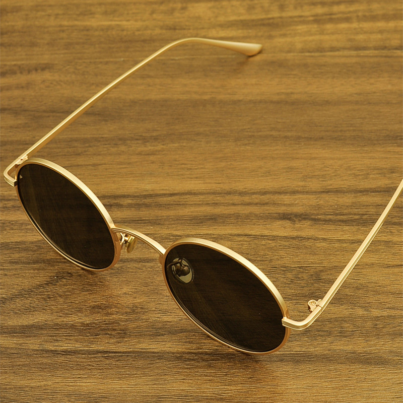 复古圆形墨镜偏光太阳镜户外开车驾驶金色圆框男女同款太阳眼镜