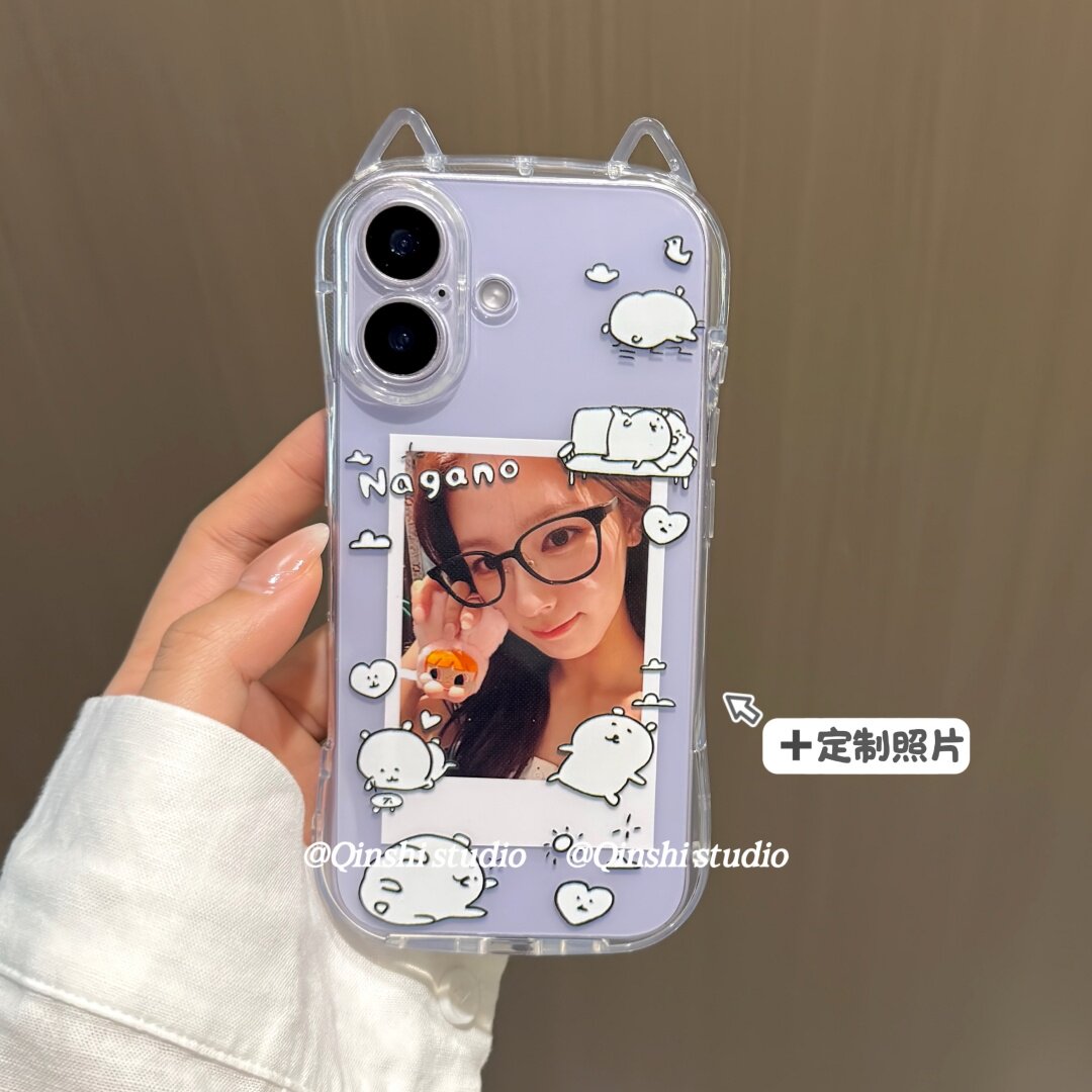 勤仕 自嘲熊相框立体猫耳朵适用苹果17promax手机壳iphone16情侣DIY定制放照片15透明14新款13防摔12软11硅胶图片
