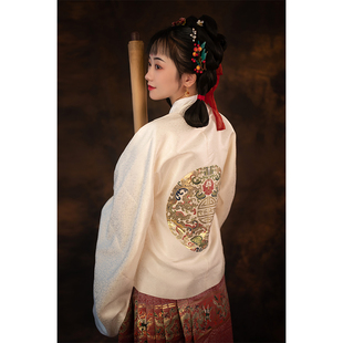 浪客行汉服明制如意纹暗花 夔龙纹补服 圆领袍仿妆花马面 现货