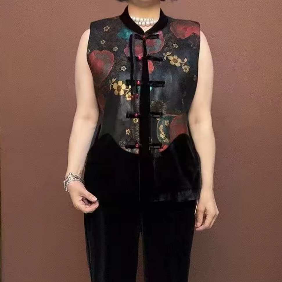 秋季新款女士花色国风马甲洋气潮图片