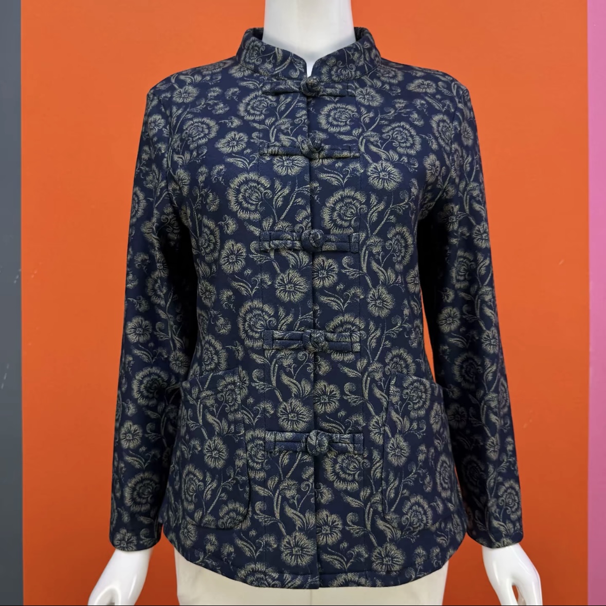 秋冬新款花色新中式女士小衫上衣