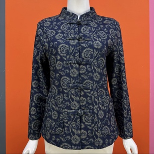 2026秋冬盘扣立领印花开衫新中式改良旗袍修身上衣时尚中老年女装