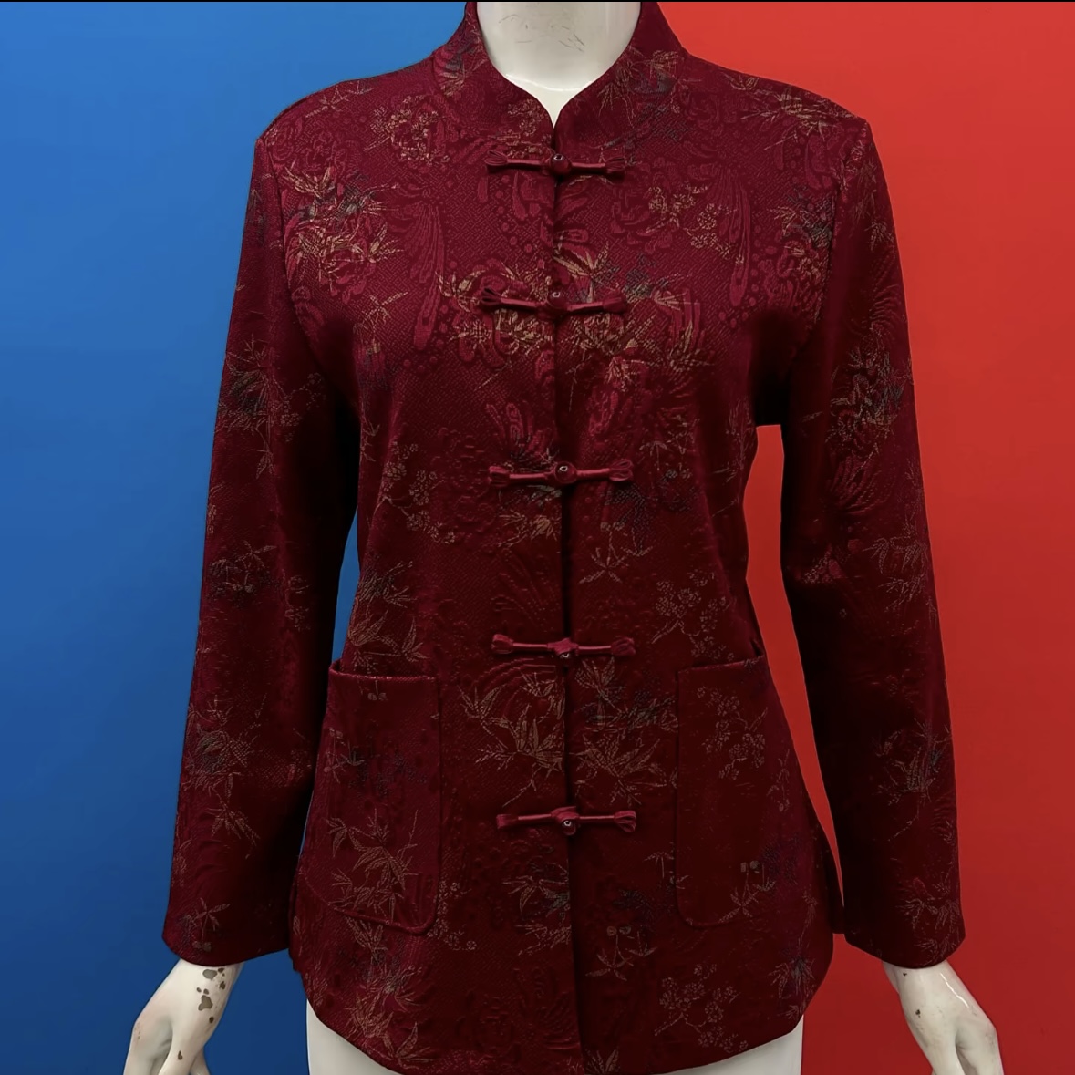 秋冬加绒国风提花女士开衫上衣潮