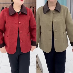 2026春秋新款女士翻领小香风毛呢外套洋气中老年妈妈装时尚上衣潮