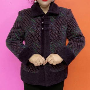 洋气奶奶冬装仿水貂绒外套中老年人女装妈妈加绒加厚大衣女士棉袄