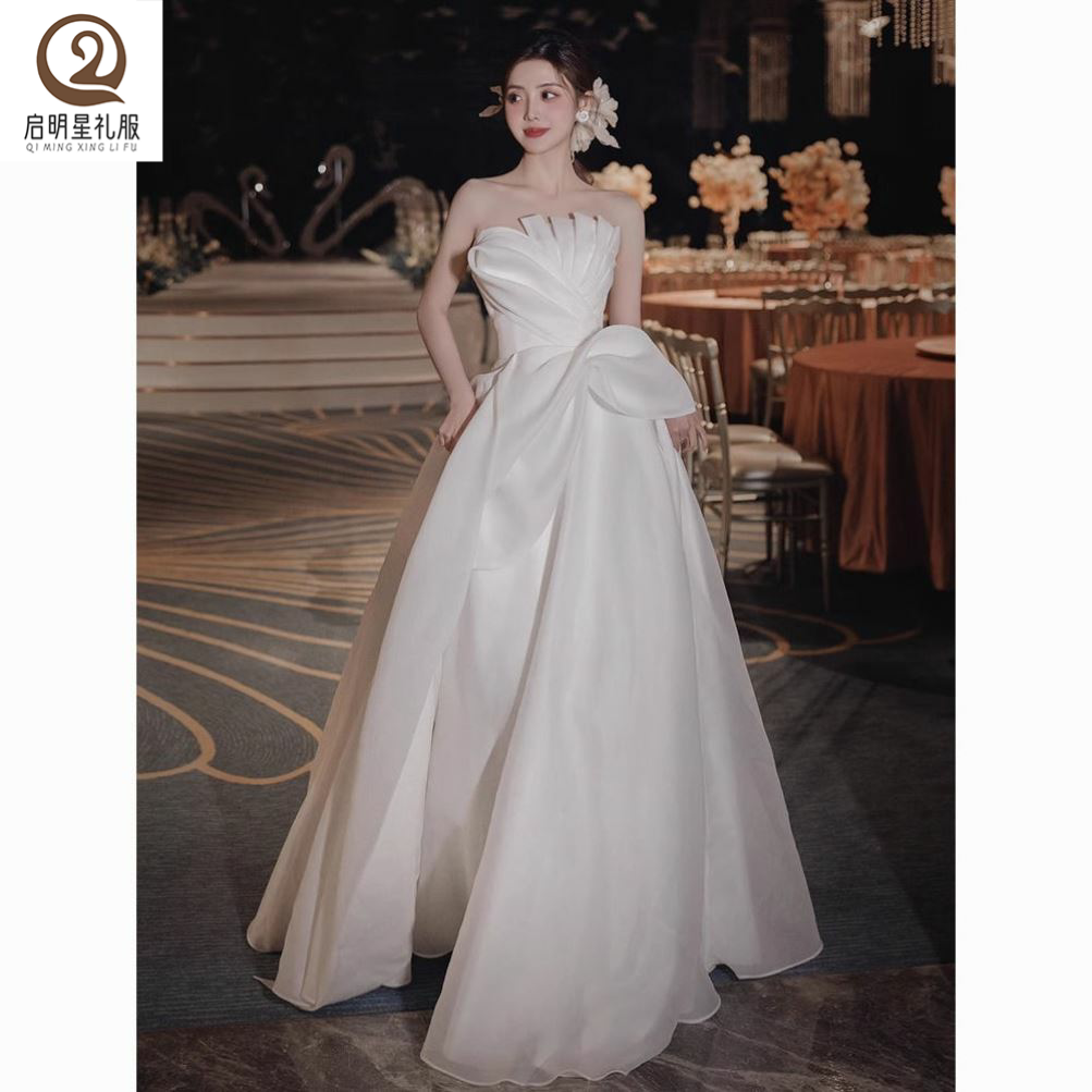 法式轻婚纱2024新款新娘结婚出门纱订婚礼服高级感超仙气质晚礼服