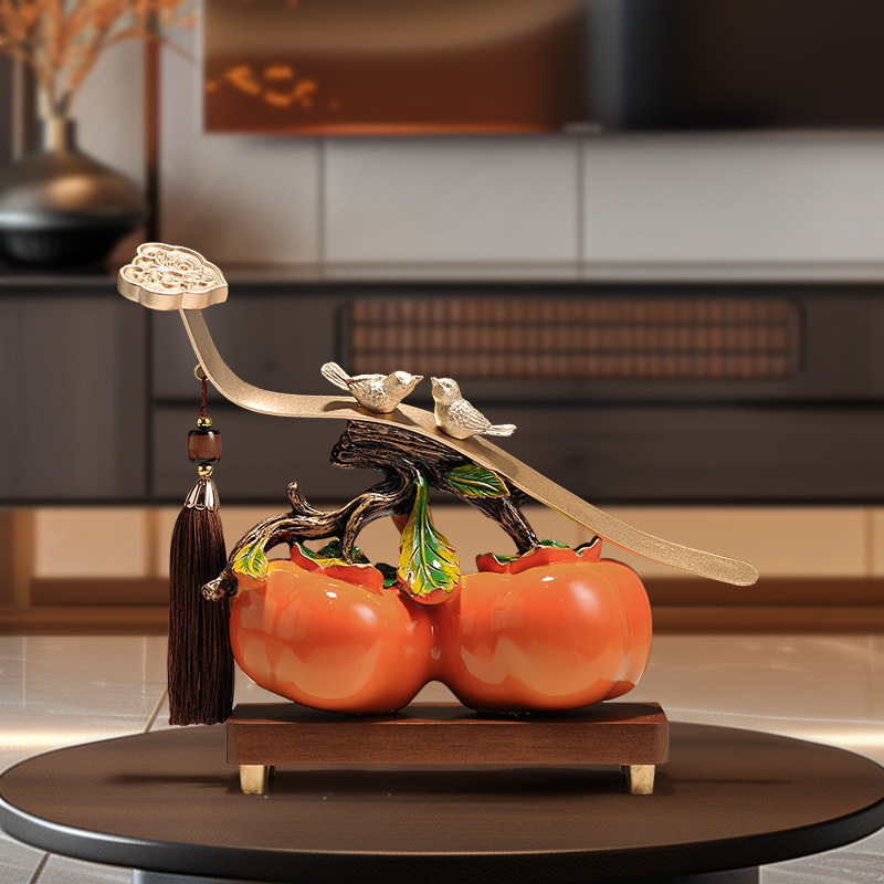 新中式事事如意柿子摆件高档客厅博古架装饰品办公室乔迁新居礼品,家居饰品,装饰摆件,淘宝优惠券,粉丝福利购,淘宝优惠卷