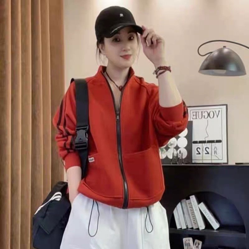 百搭宽松外套女运动长袖立领卫衣