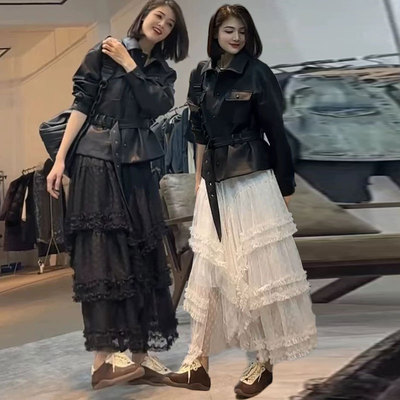 穿搭一整套高级感白色蛋糕裙套装