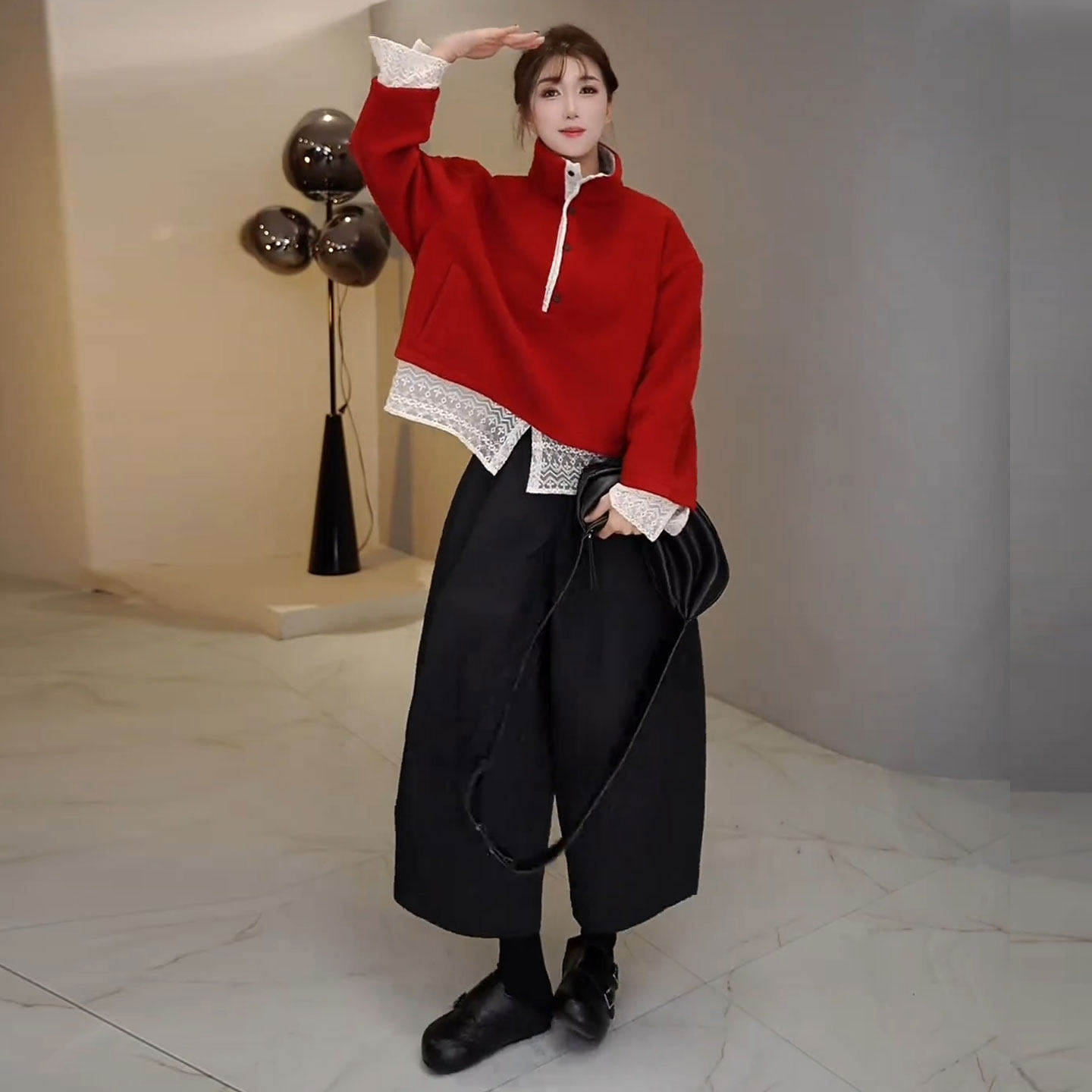 时尚宽松韩秀套装女秋冬新款立领蕾丝毛呢卫衣+夹棉气球九分棉裤,女装/女士精品,时尚套装,淘宝优惠券,粉丝福利购,淘宝优惠卷